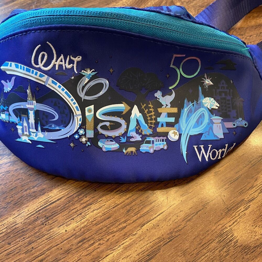 Walt Disney World 50th Anniversary Belt Bag Hip Shoulder Waist Fanny Pack Blue - Picture 2 of 8